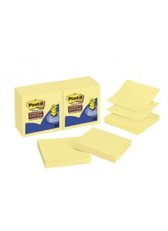 Business Source 16454 Pop-up Adhesive Note, 3" x 3", yellow, Pack of 12